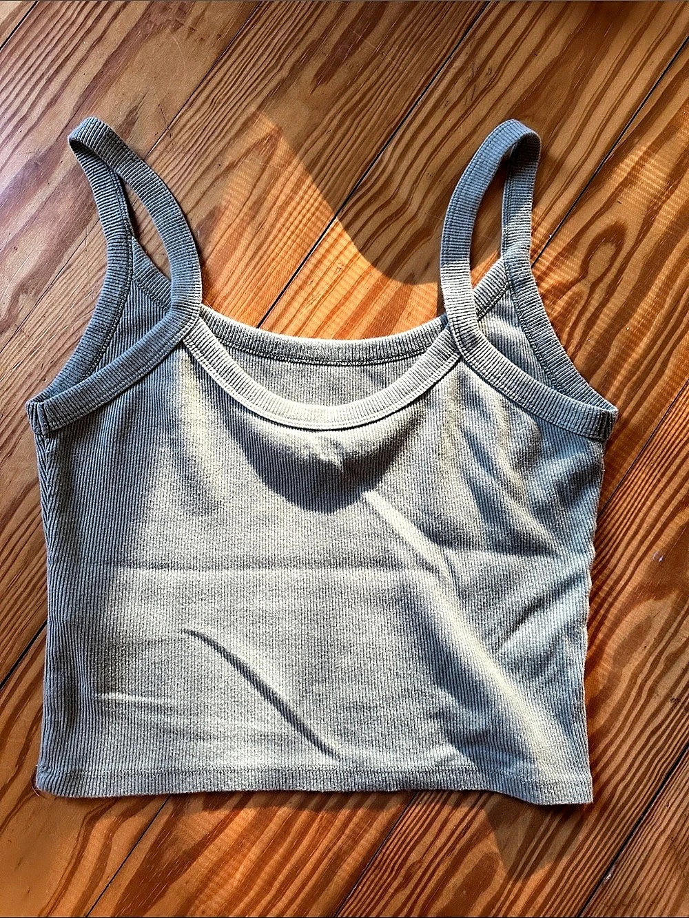 Abercrombie & Fitch Soft A&F Rib Scoop Neck Tank Top Gray Medium